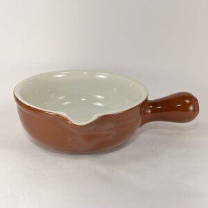 Vtg Hall China Soup Bowl Brown Hollow Side Handle Spout 2192 USA 70s Replacement